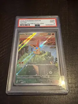 Pokemon 2025 SVP EN-SV Black Star Promo 208 Victini Illustration Rare PSA 9 - Image 1