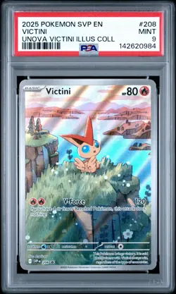2025 POKEMON SVP EN-SV BLACK STAR PROMO #208 VICTINI PSA 9 - Image 1