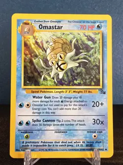 Omastar 40/62 Fossil Unlimited *Rare* Pokemon Card TCG Non Holo LP Vintage - Image 1
