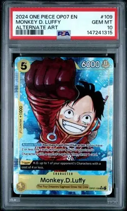 2024 One Piece Op07-500 Years In The Future #109 Monkey D. Luffy Alt Art PSA 10 - Image 1
