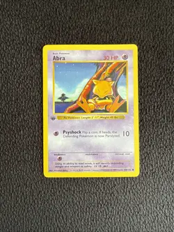 Pokemon Card - Abra Base Set (Shadowless) 43/102 1st Edition LP - Image 1
