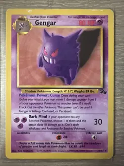 Gengar 20/62 Rare Fossil Unlimited Pokemon Card - Image 1