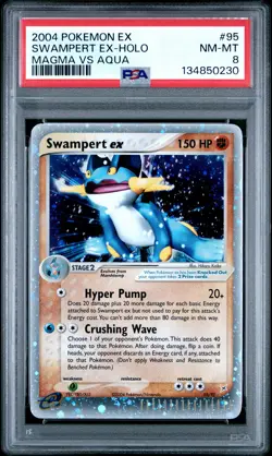 2004 POKEMON EX TEAM MAGMA VS TEAM AQUA #95 SWAMPERT EX-HOLO PSA 8 - Image 1