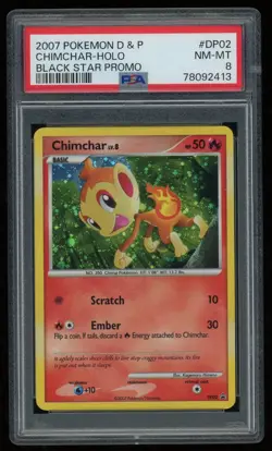 CHIMCHAR 2007 POKEMON DIAMOND PEARL D&P #DP02 BLACK STAR PROMO HOLO CARD PSA 8 - Image 1