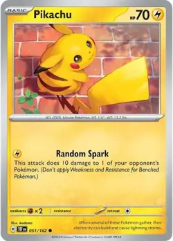 Pikachu 051/162 Common Pokemon SV05: Temporal Forces NM - Image 1