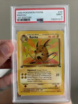 Pokemon TCG Raichu 1st Edition Fossil Non Holo PSA 9 - Image 1