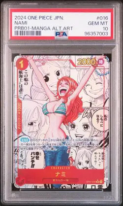2024 ONE PIECE PRB01 JP #016 NAMI MANGA ALT ART PSA 10 - Image 1