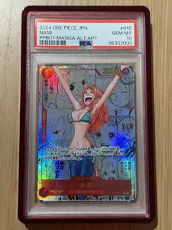 2024 ONE PIECE PRB01 JP #016 NAMI MANGA ALT ART PSA 10 - Image 4