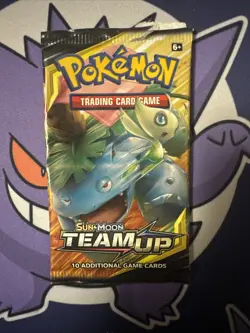 Pokemon TCG Sun & Moon Team Up EMPTY Booster Pack - NO CARDS - Venusaur Celebi - Image 1