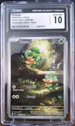 Pokemon Card - Pansage Black Bolt 089/086 Holo Illustration Rare - Image 1