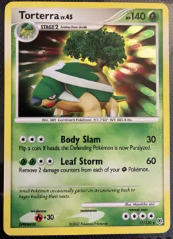 Pokemon TCG Torterra Holo Rare Card 17/130 Diamond and Pearl Base Set - Image 1