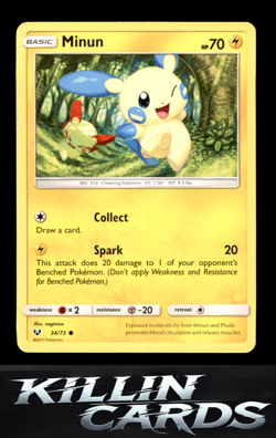 Minun 34/95 Uncommon Unleashed Pokemon Card NM - Image 1