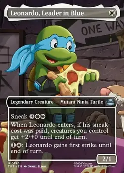 1x Leonardo, Leader in Blue - Extended Art NM Eng MTG - MTG TMNT - Image 1