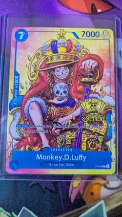 One Piece English Monkey.D.Luffy 2nd Anniversary Stamped Promo P-043 NM - Image 1