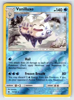 Vanilluxe 35/145 2017 S&M Guardians Rising Pokemon Card Reverse Holo Rare - Nm - Image 1