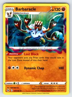 Barbaracle 107/196 2022 Lost Origin Pokemon Card TCG Holo Rare - Nm - Image 1