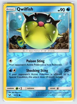 Quilfish 21/73 2017 S&M Shining Legends Pokemon Card Reverse Holo Common - Nm - Image 1