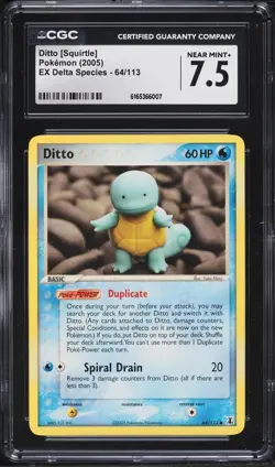2005 Pokemon EX Delta Species Ditto Squirtle #64 CGC 7.5 NRMT+ - Image 1