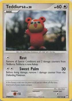 Teddiursa 105/123 Common Mysterious Treasures Pokemon Near Mint - Image 1