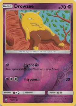 Drowzee 71/214 Common Unbroken Bonds Pokemon Reverse Holo Lightly Played - Image 1