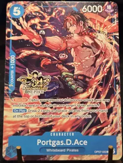 Portgas.D.Ace OP07-053 Alt Art 3rd Anniversary Stamped Promo One Piece TCG NM - Image 1