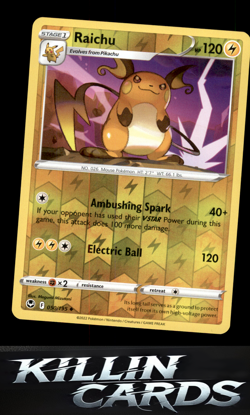 Reverse Holofoil Raichu 050/195 Pokemon Uncommon SWSH12: Silver Tempest Card NM - Image 1