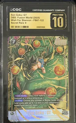 Dragon Ball Card Game Fusion World Son Goku GT FB07-122 Secret Rare Alt CGC 10 - Image 1