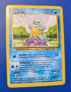 Pokemon TCG Squirtle Base Set, Card 63/102, Regular LP Condition - Image 1