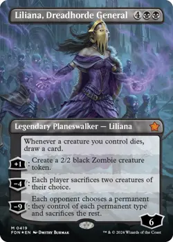 Liliana, Dreadhorde General (Borderless) (Mana Foil) [Foundations] Magic MTG - Image 1