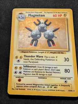 1999 Pokemon TCG Magneton Base Set Holo Unlimited Rare Card 9/102 MP - Image 1