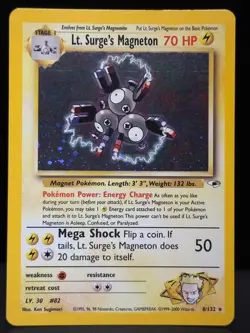 Lt. Surge's Magneton 8/132 WOTC Gym Heroes Unlimited Holo Pokemon Card LP - Image 1