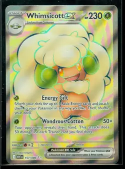 Pokemon WHIMSICOTT EX 157/086 - White Flare - ULTRA RARE FULL ART - MINT - Image 1