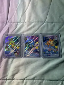 3 First Partner Starter Promo Set Holo – Pokemon Turtwig Chimchar Piplup – NM/M - Image 1