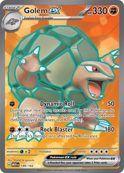 GOLEM EX 189/165 ULTRA RARE 151 POKEMON NEAR MINT - Image 1