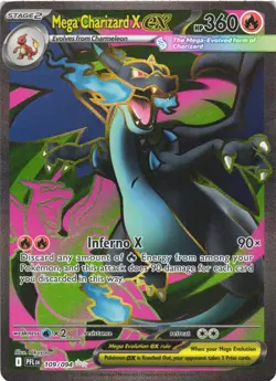 MEGA CHARIZARD X EX 109/094 ULTRA RARE PHANTASMAL FLAMES POKEMON NEAR MINT - Image 2