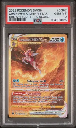 2023 Pokemon Crown Zenith Origin Forme Palkia VSTAR #gg67 Gold Secret PSA 10 Gem - Image 1
