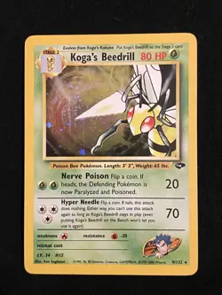 Pokemon | Koga's Beedrill | 9/132 | Gym Challenge | Unlimited Ed. | Holo Rare - Image 1