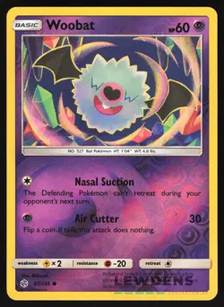 Woobat - 87/236 - Reverse Holo Common - Cosmic Eclipse - Pokemon Card - Image 1