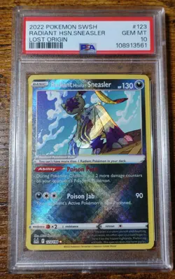 Radiant Hisuian Sneasler 123/196 PSA 10 Lost Origin Pokemon Card Graded - Image 1
