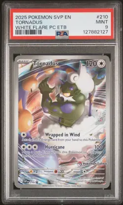 2025 POKEMON WHITE FLARE POKEMON CENTER ETB PROMO SVP #210 TORNADUS PSA 9 - Image 1