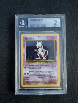 BGS 9 Pokemon TCG Mewtwo Base Set 10/102 Holo Unlimited Holo Rare Mint - Image 1