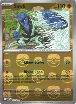 SAWK (MASTER BALL PATTERN) 049/086 HOLO UNCOMMON WHITE FLARE POKEMON NEAR MINT - Image 2