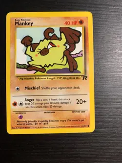 Mankey 61/82 Common Team Rocket Unlimited Pokemon 2000 Vintage WOTC - Image 1