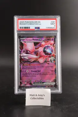 2025 POKEMON DRI EN-DESTINED RIVALS 81/182 TEAM ROCKET'S MEWTWO EX PSA 9 - Image 1