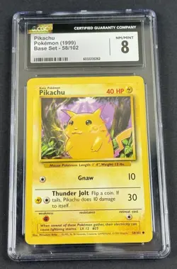 Pikachu 1999 Pokemon Base Set 58/102 Yellow Cheeks Graded CGC 8 👀 Slab - Image 2