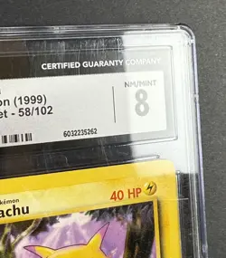Pikachu 1999 Pokemon Base Set 58/102 Yellow Cheeks Graded CGC 8 👀 Slab - Image 3