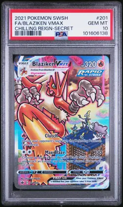 Pokemon Sword & Shield Chilling Reign Blaziken VMAX #201 Chilling Reign-S PSA 10 - Image 1