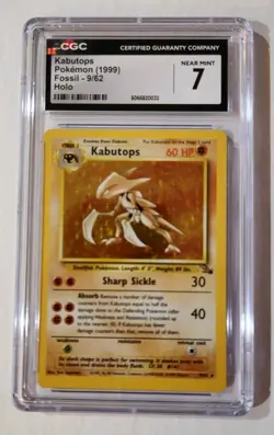 Vintage WOTC CGC 7 Kabutops - Pokemon Fossil Holo 9/62, Near Mint - Image 1