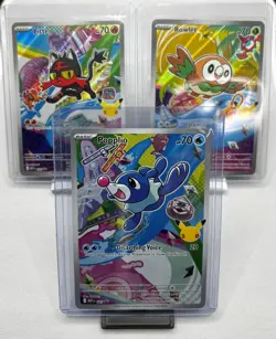 Pokemon 1st Partner 30th Anniversary Gen 7 Set (Rowlet, Kitten, Popplio) NM - Image 1