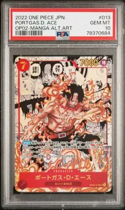 2022 ONE PIECE JPN PARAMOUNT WAR MANGA ALT ART #013 PORTGAS D. ACE PSA 10 - Image 1
